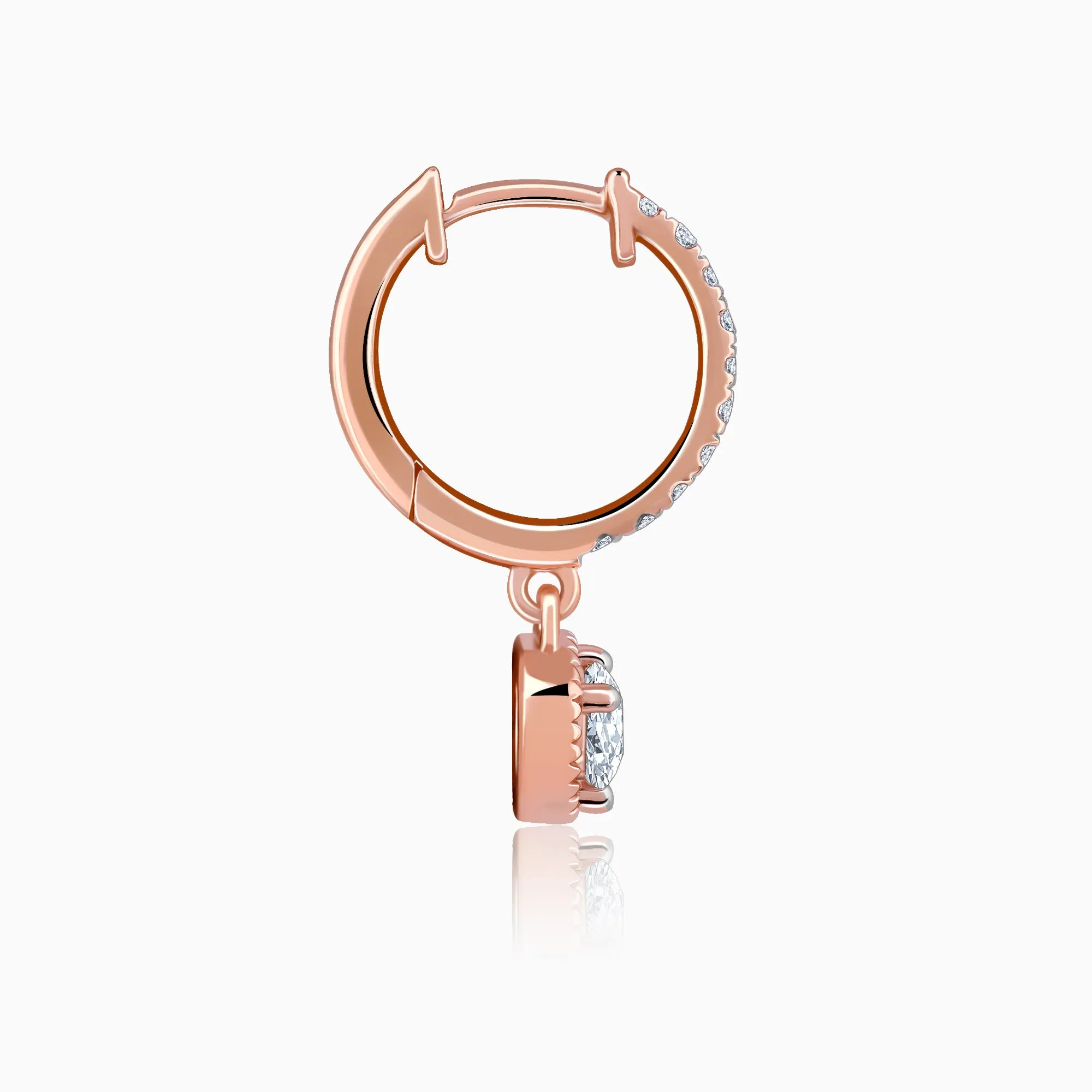 Rose Gold Glittering Drop Diamond Earrings