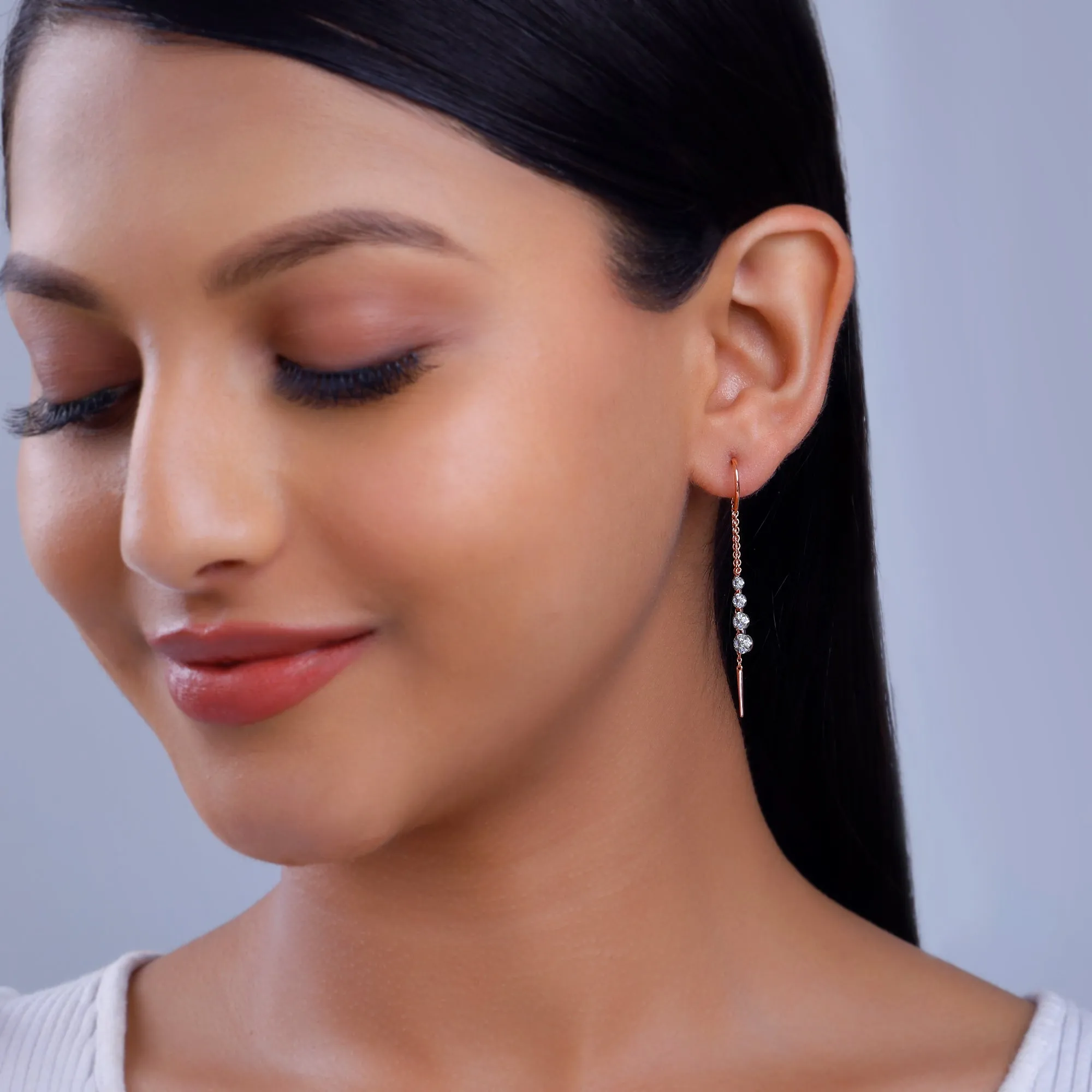 Rose Gold Kiran Sui Dhaaga Diamond Earrings