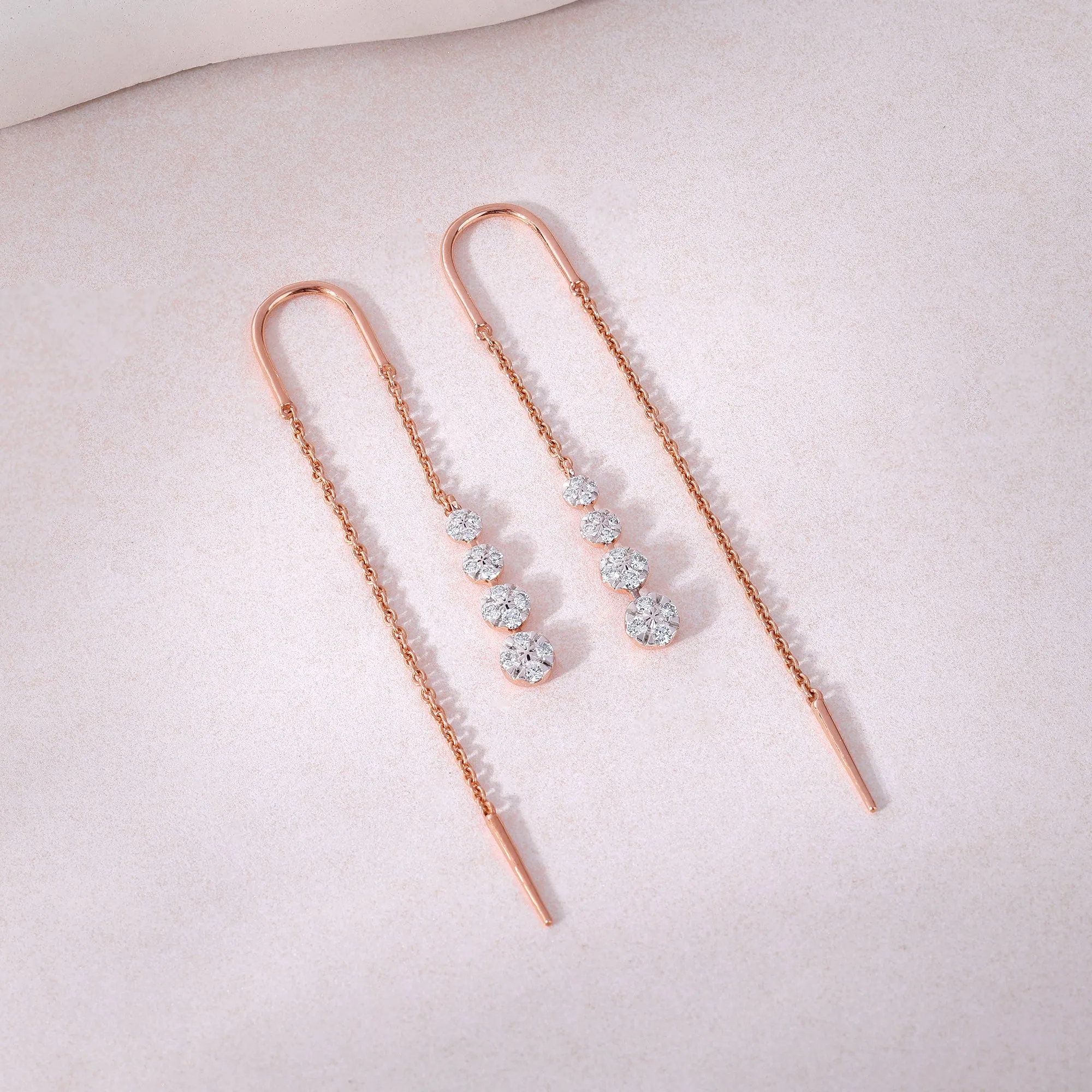 Rose Gold Kiran Sui Dhaaga Diamond Earrings