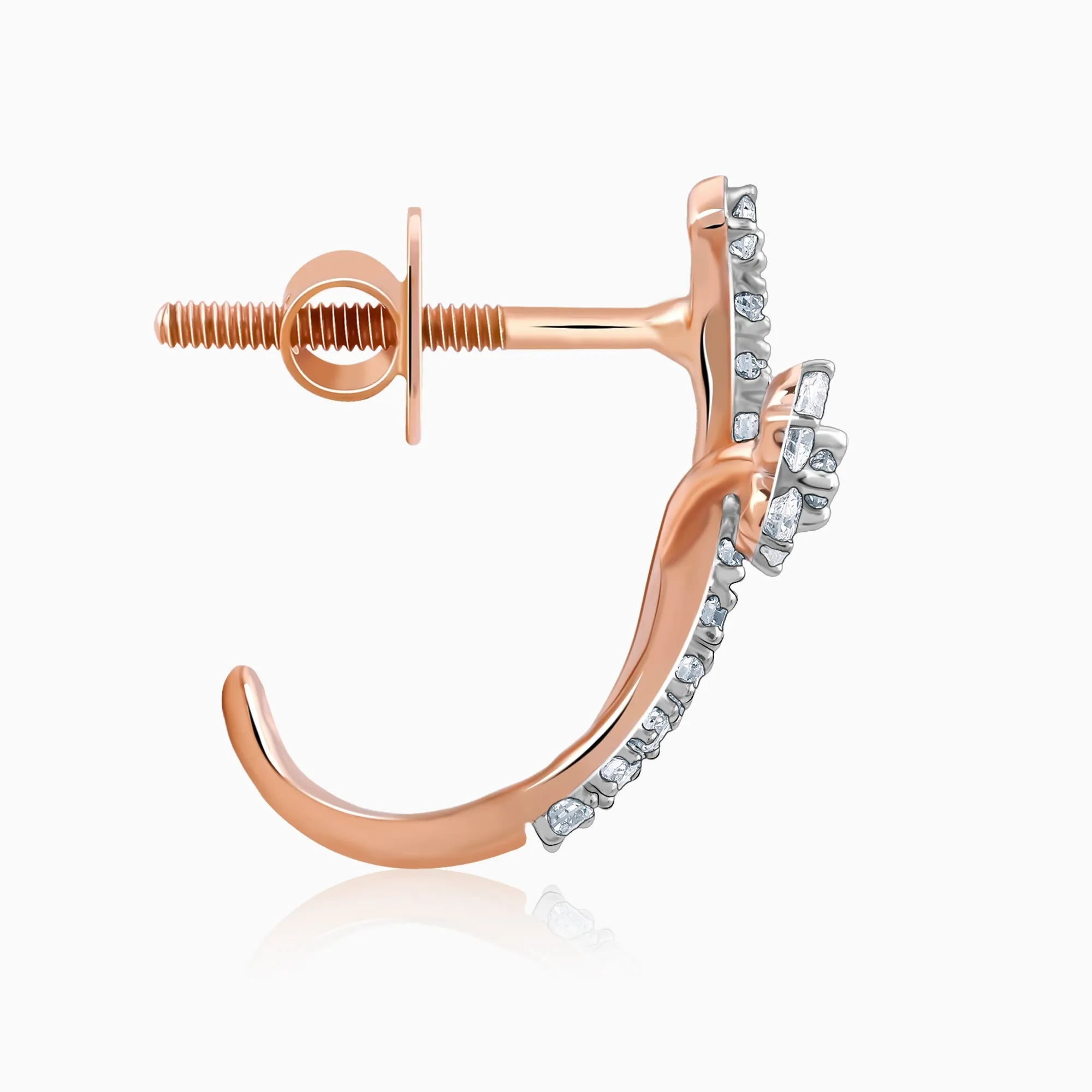 Rose Gold Pretty Floral Diamond Earrings