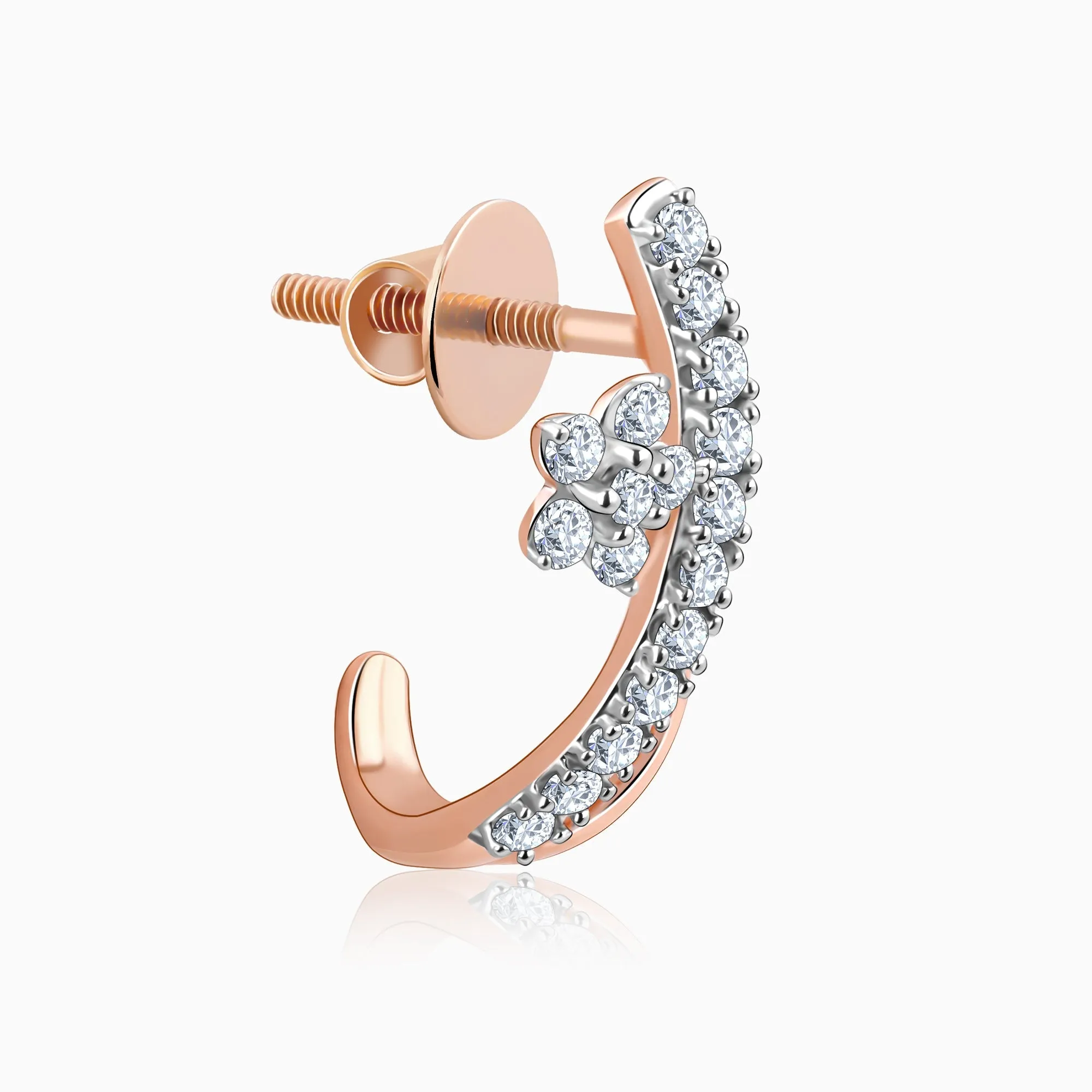 Rose Gold Pretty Floral Diamond Earrings
