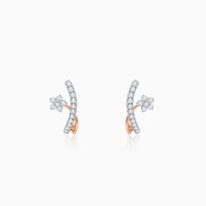 Rose Gold Pretty Floral Diamond Earrings