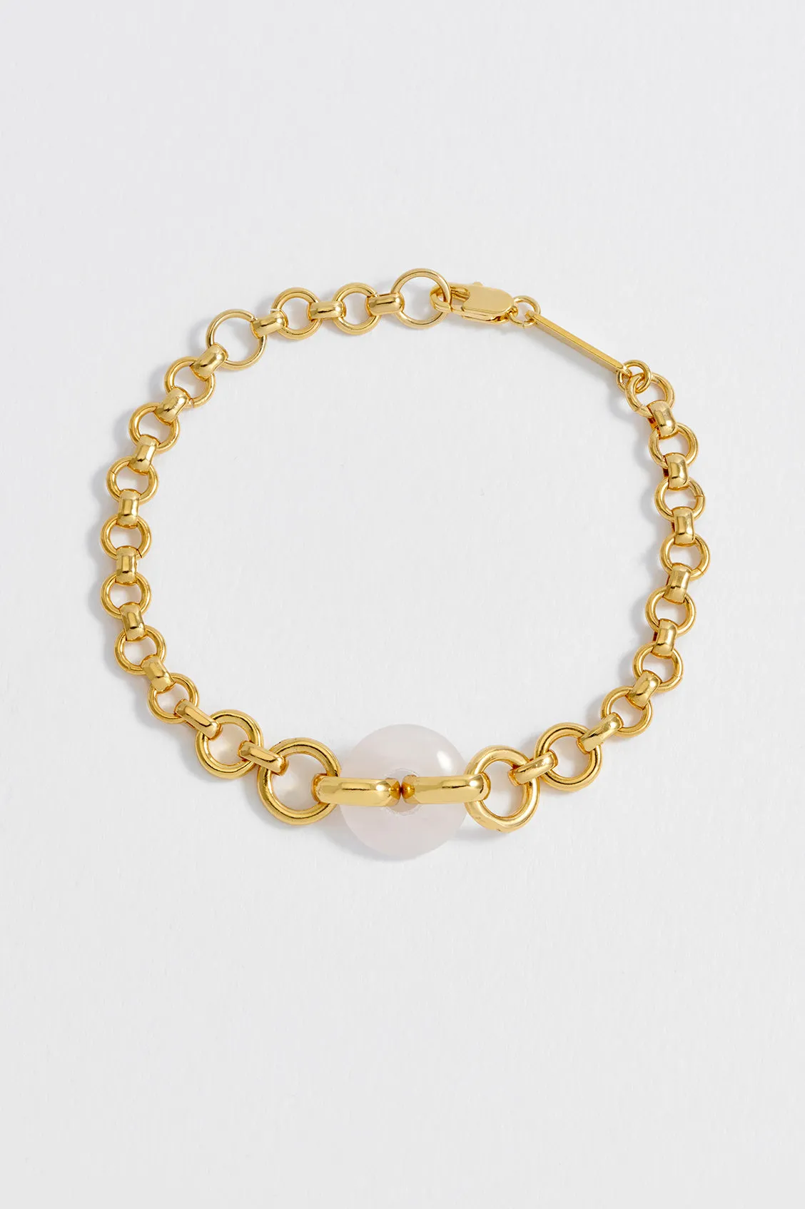 Rose Quartz Graduated Link T-Bar Bracelet