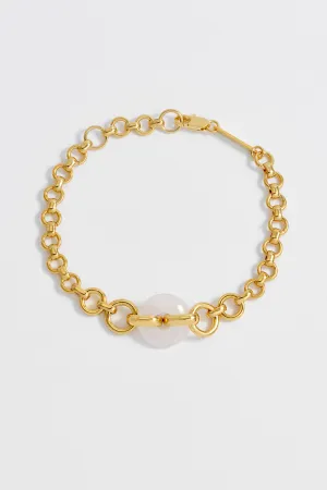 Rose Quartz Graduated Link T-Bar Bracelet