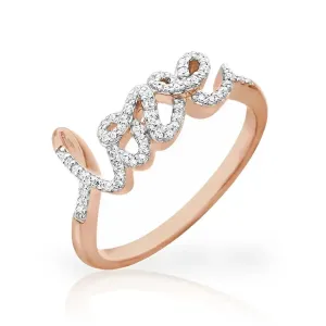 Rose, White, or Yellow Gold   Diamond Love Ring