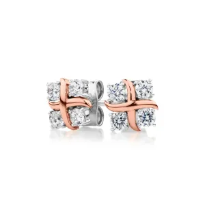 Round Brilliant fancy earrings with 0.48 carats* of diamond simulants in 10 carat rose gold and sterling silver