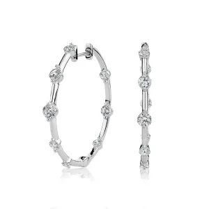 Round Brilliant hoop earrings with 1.56 carats* of diamond simulants in sterling silver