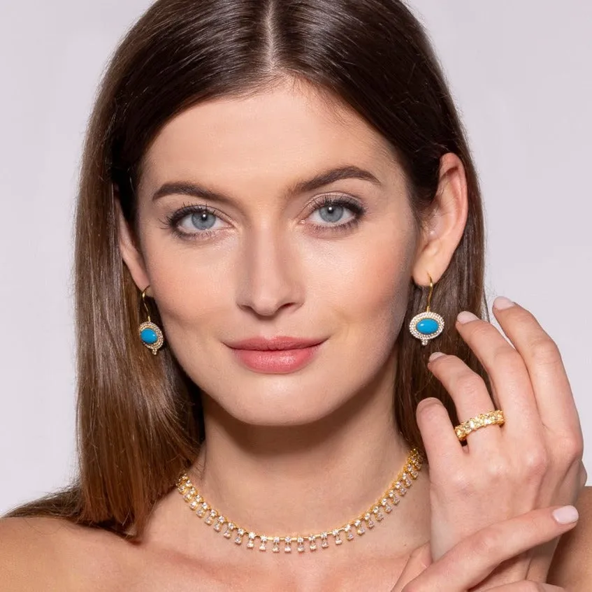 Santa Fe Turquoise Dangles in Platinum
