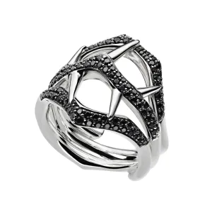 Shaun Leane Blackthorn Sterling Silver Black Spinnel Triple Ring