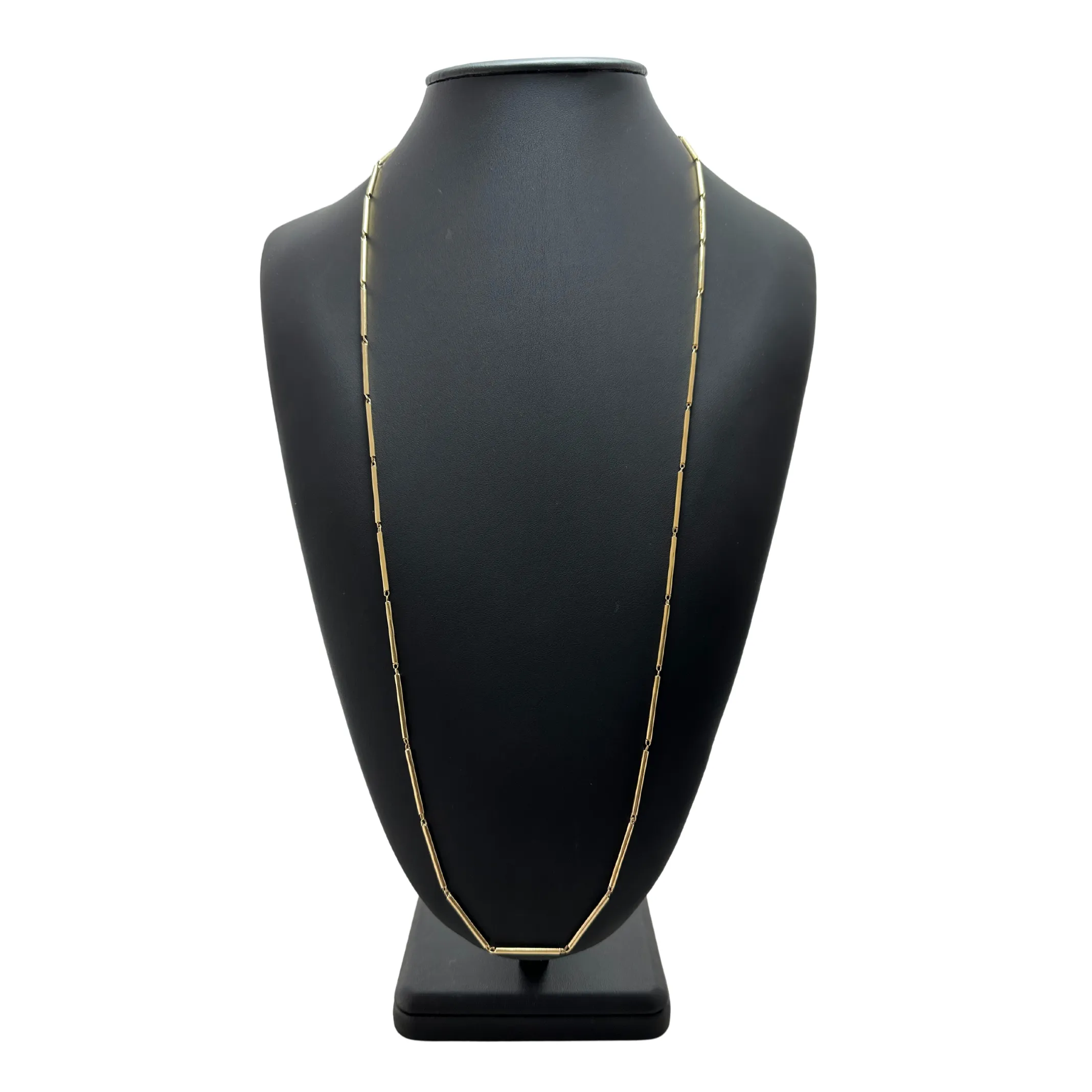 Signed Walter Schluep 18K Gold Tube Link Necklace