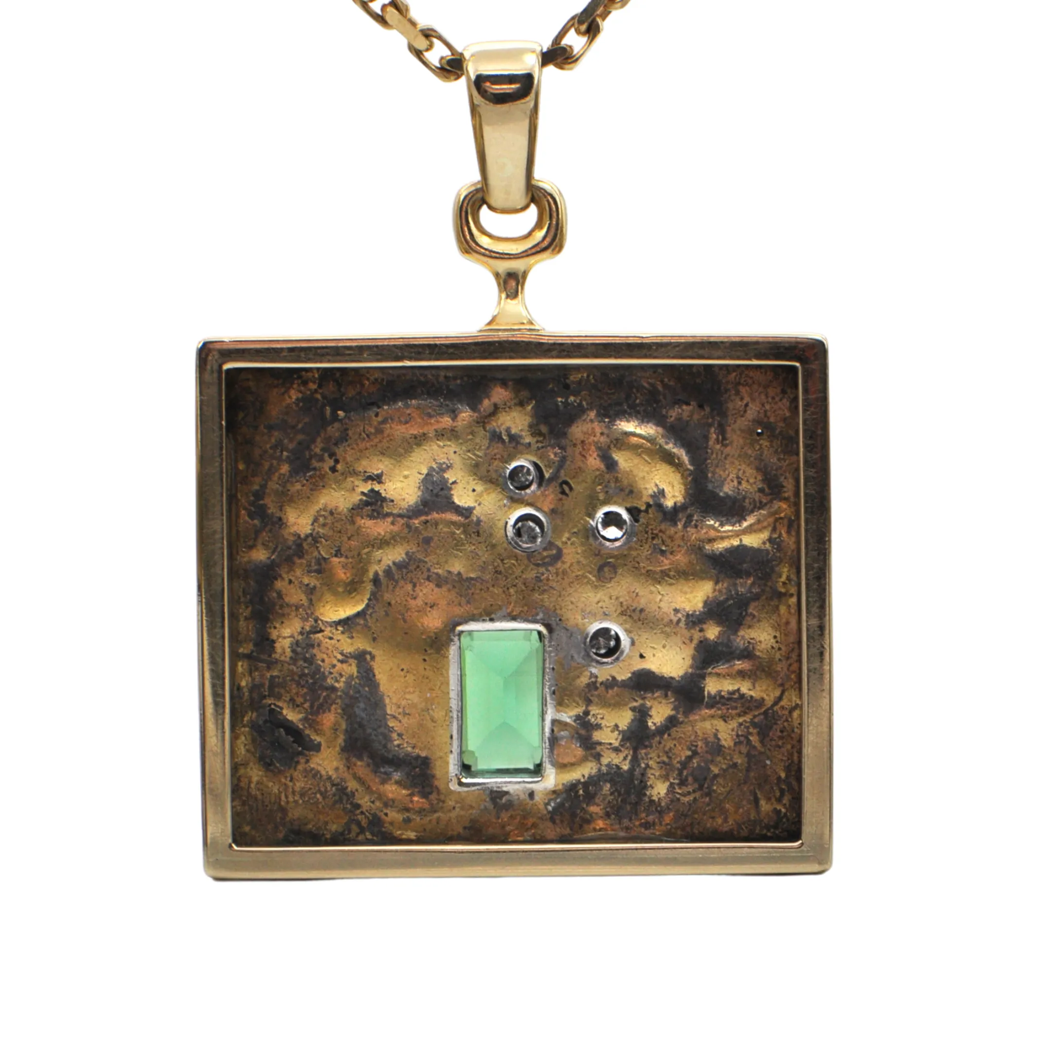 Signed Walter Schluep Tourmaline and Diamond Pendant (1974)