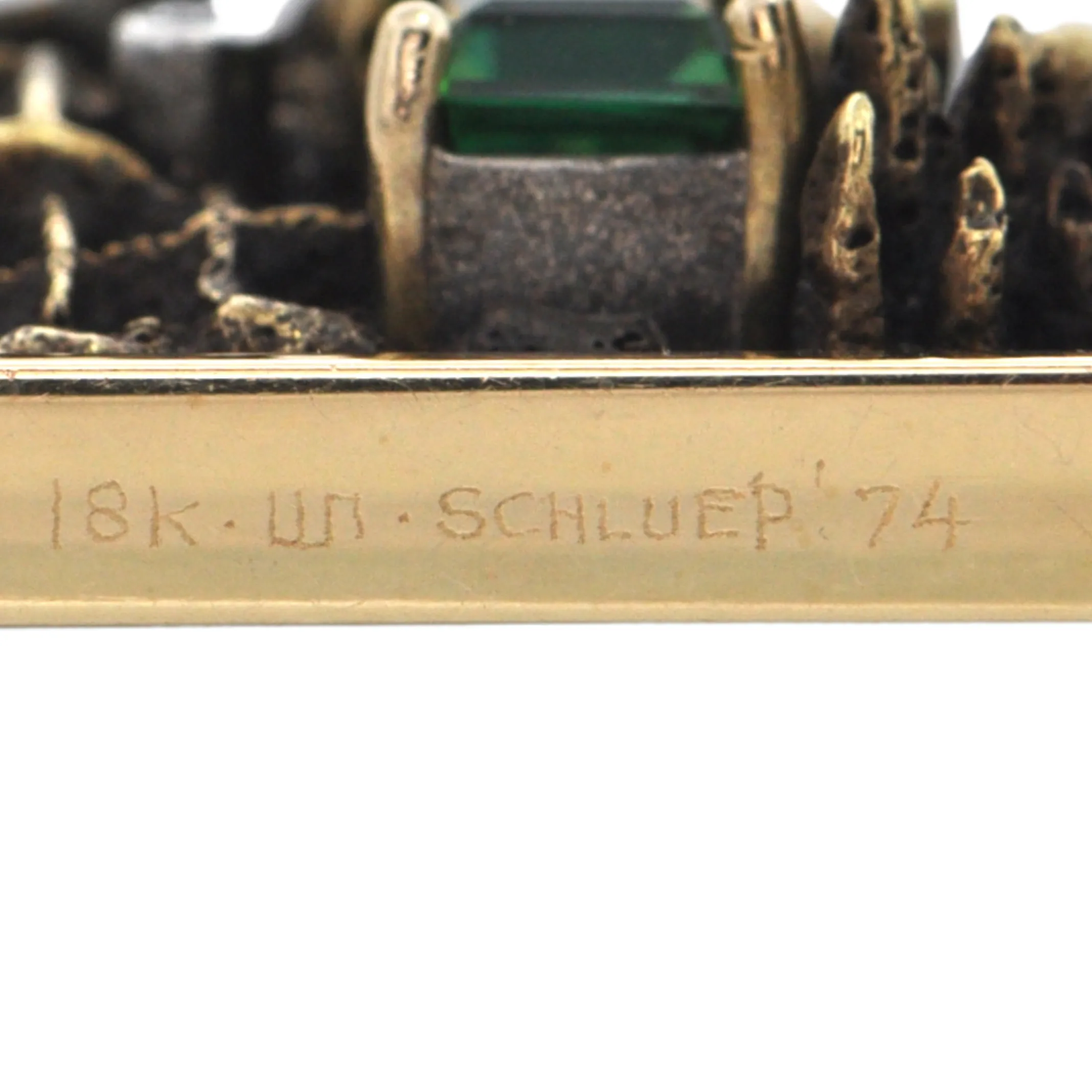 Signed Walter Schluep Tourmaline and Diamond Pendant (1974)