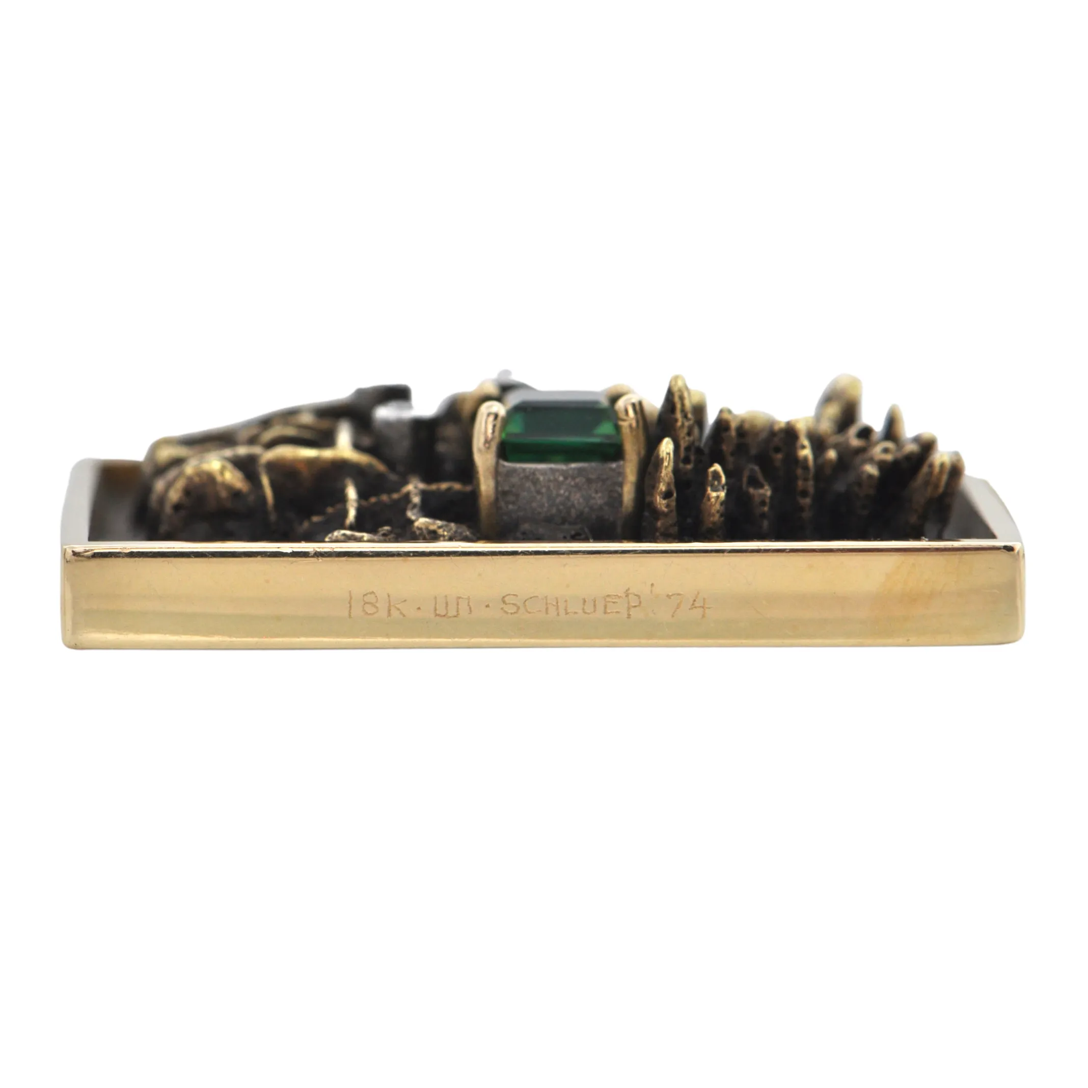 Signed Walter Schluep Tourmaline and Diamond Pendant (1974)