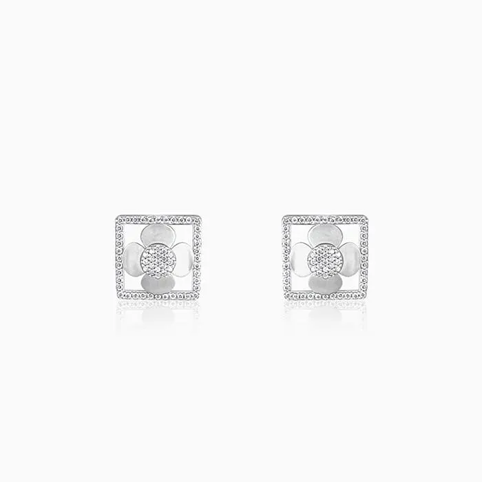 Silver Lavish Love Floral Stud Earrings