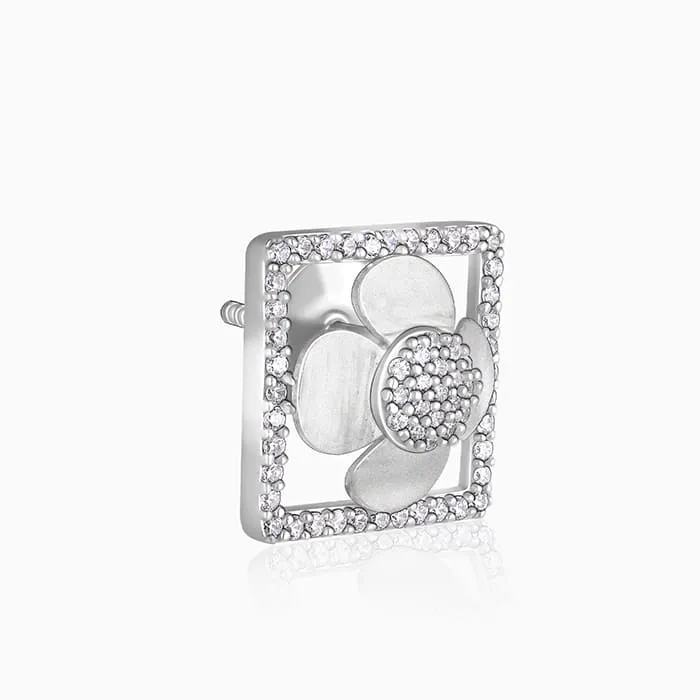 Silver Lavish Love Floral Stud Earrings
