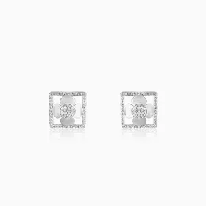 Silver Lavish Love Floral Stud Earrings