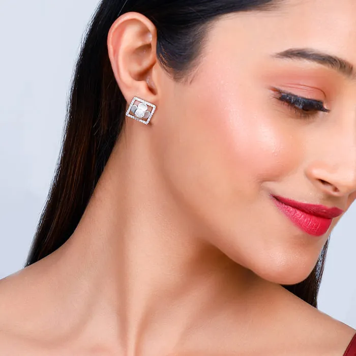 Silver Lavish Love Floral Stud Earrings