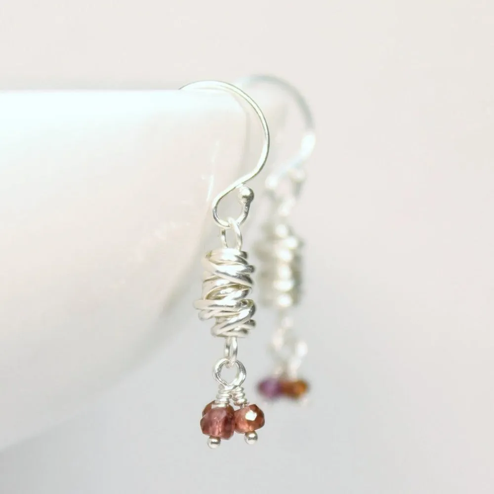 Silver Micro-Twist and Gemstone Earring