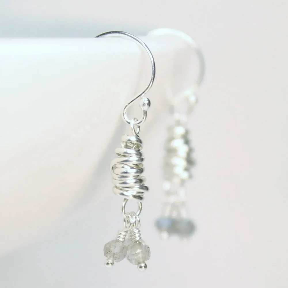 Silver Micro-Twist and Gemstone Earring