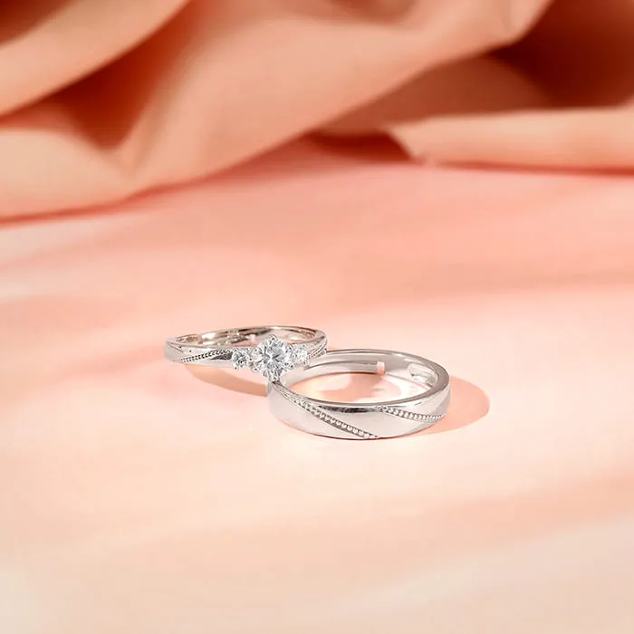 Silver We Are Together Couple Rings