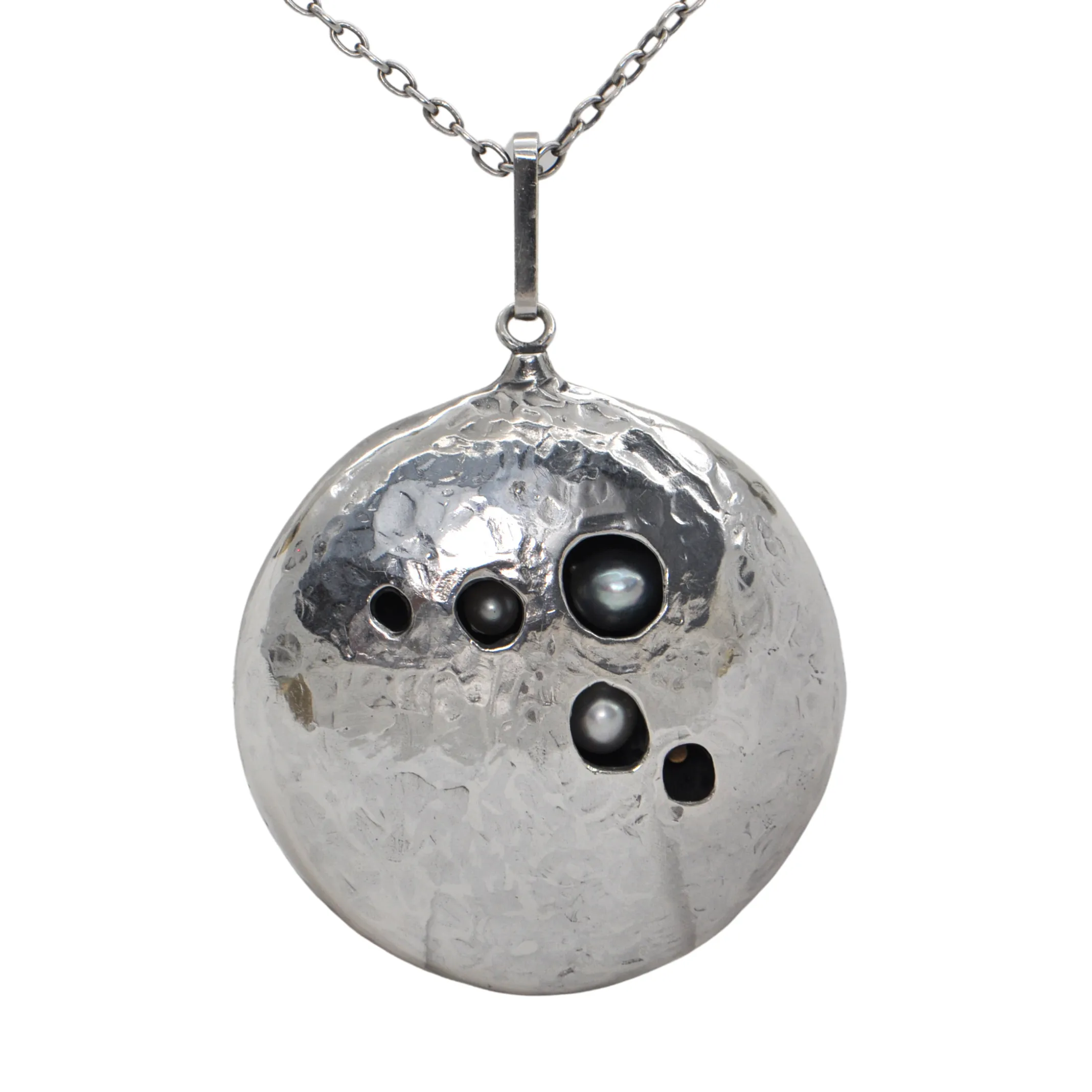 Singed Walter Schluep Sterling Silver and Pearl Necklace (C.1972)