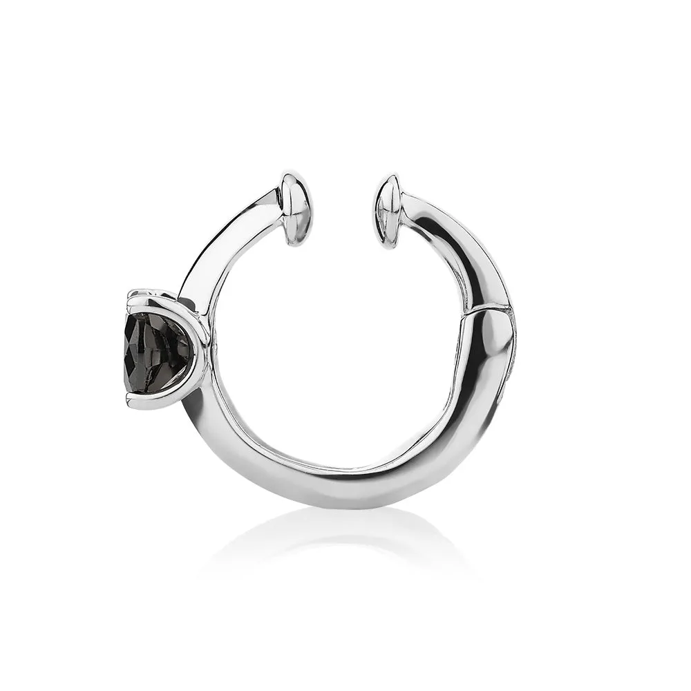 Single earring cuff with 0.46 carat* diamond simulant in 10 carat white gold and sterling silver