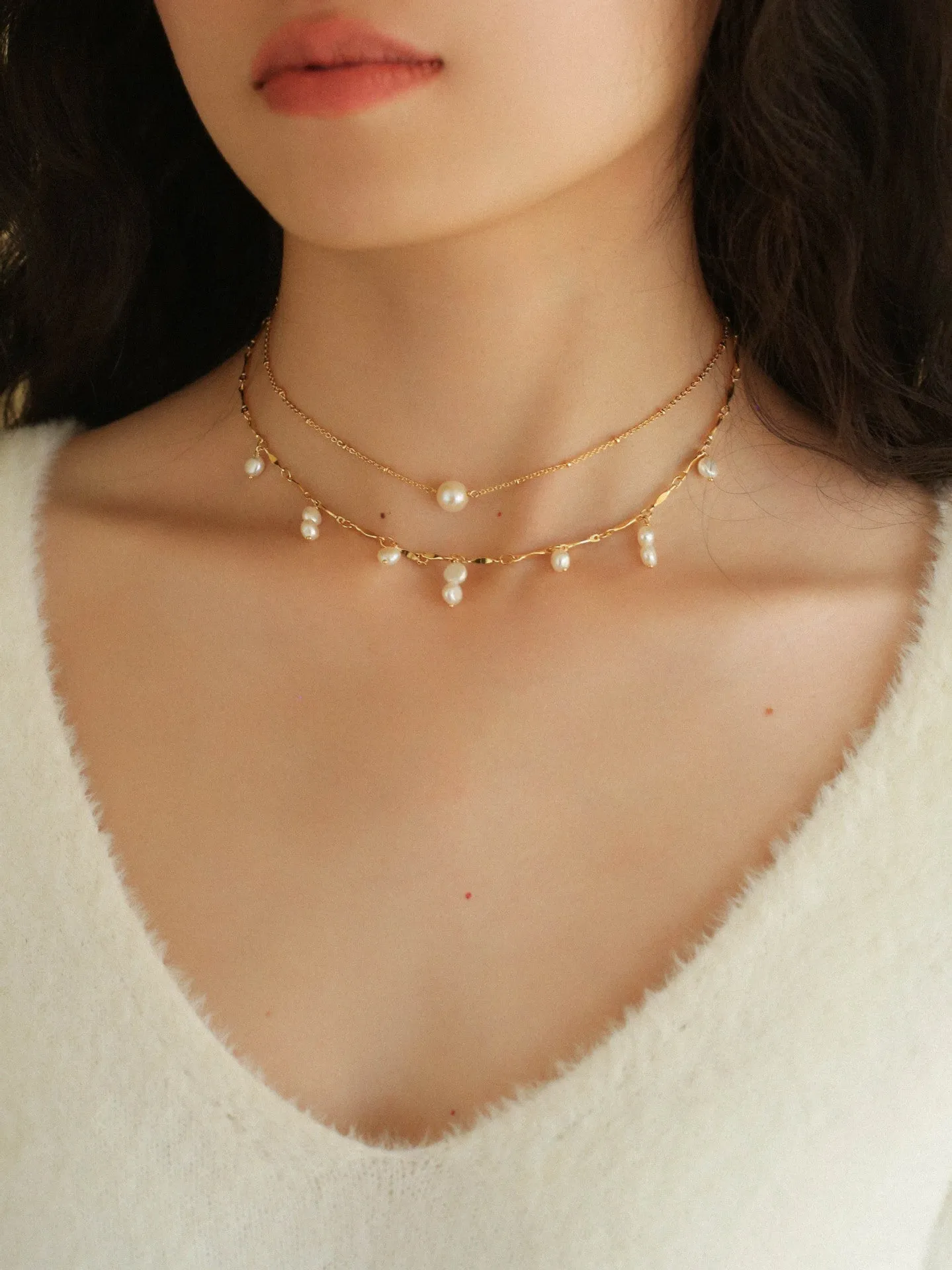 Single Pearl Chain Necklace Type B