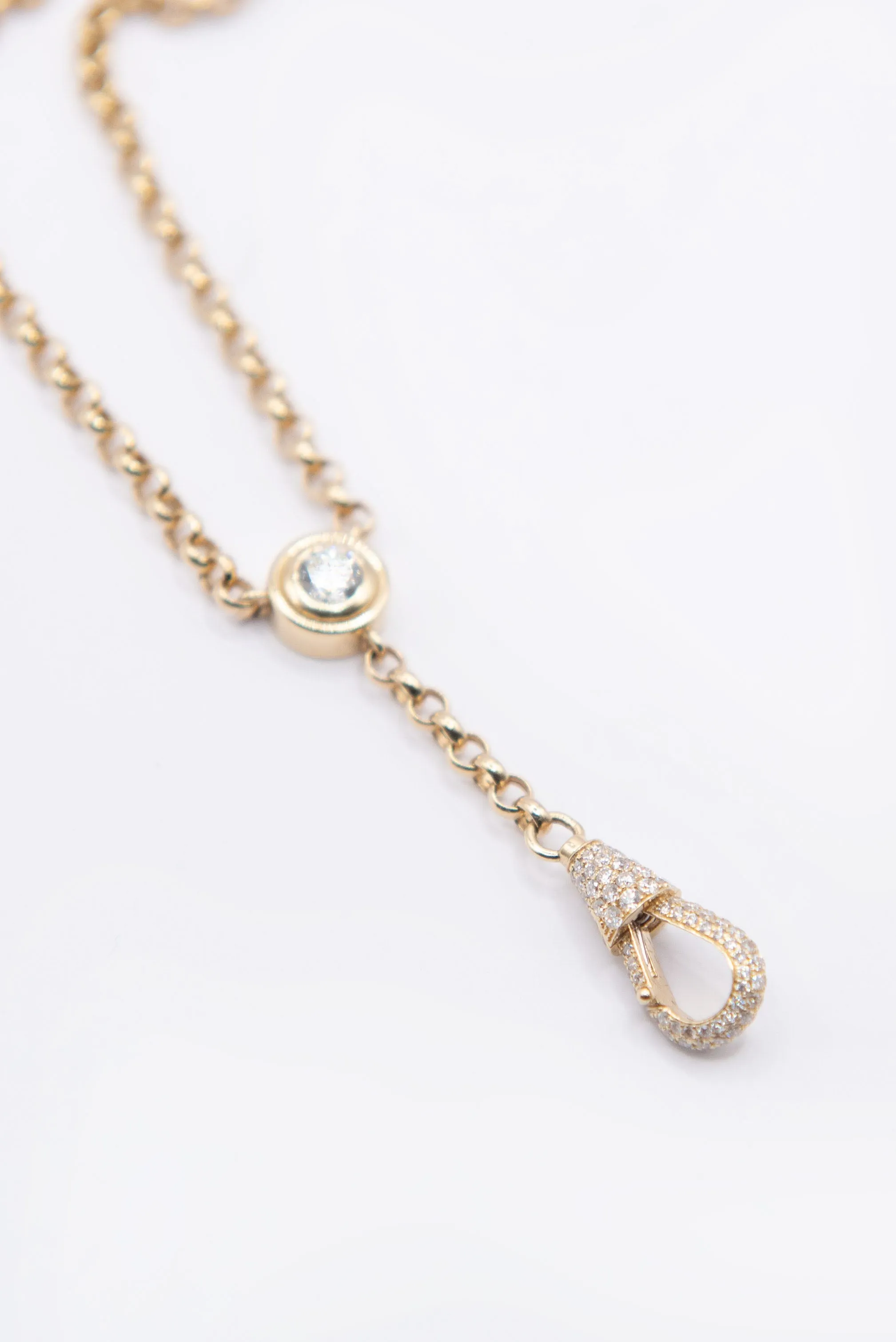 Small Diamond Lariat, Yellow Gold