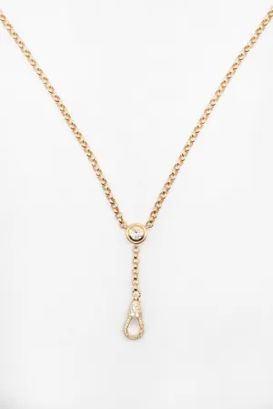 Small Diamond Lariat, Yellow Gold