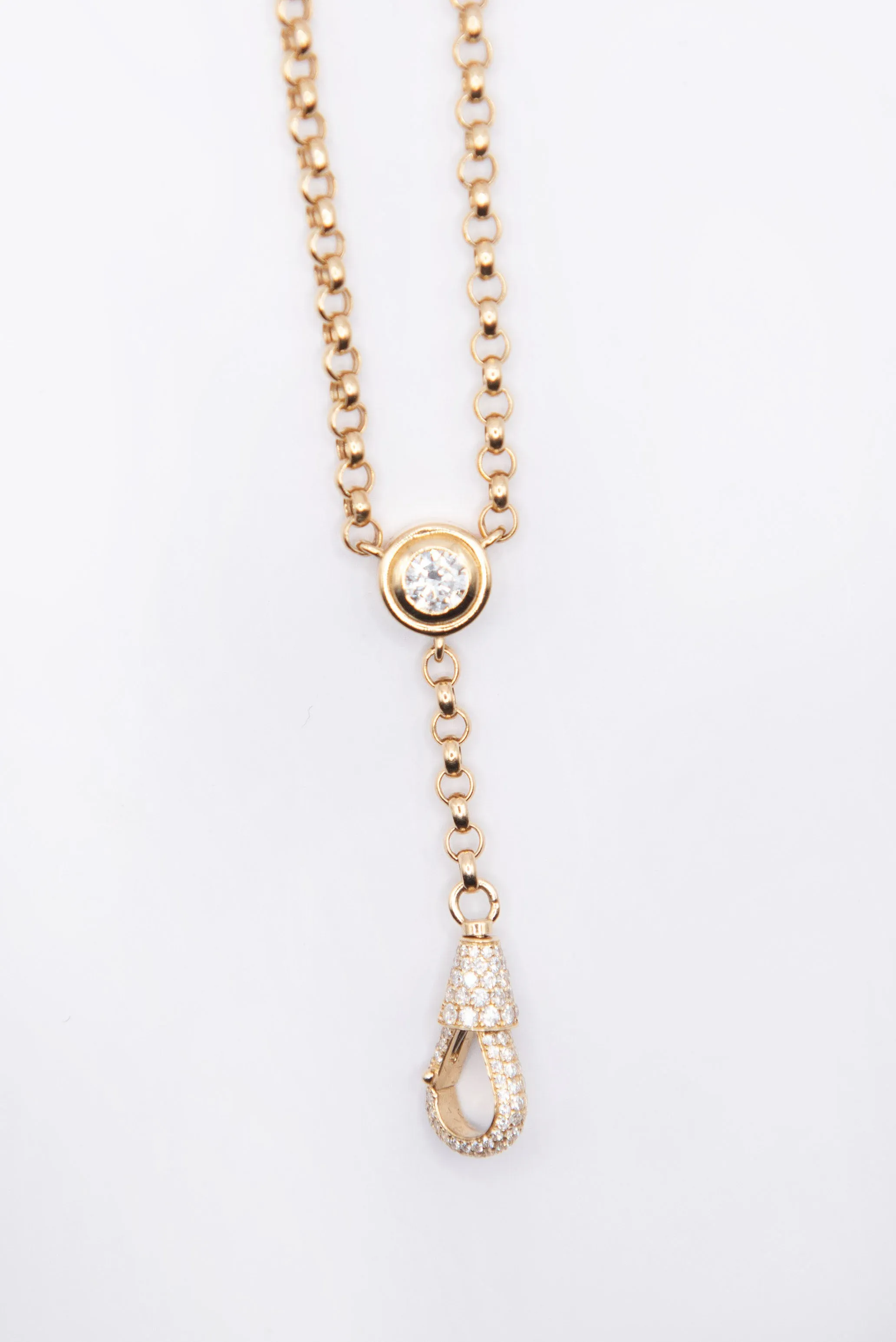 Small Diamond Lariat, Yellow Gold