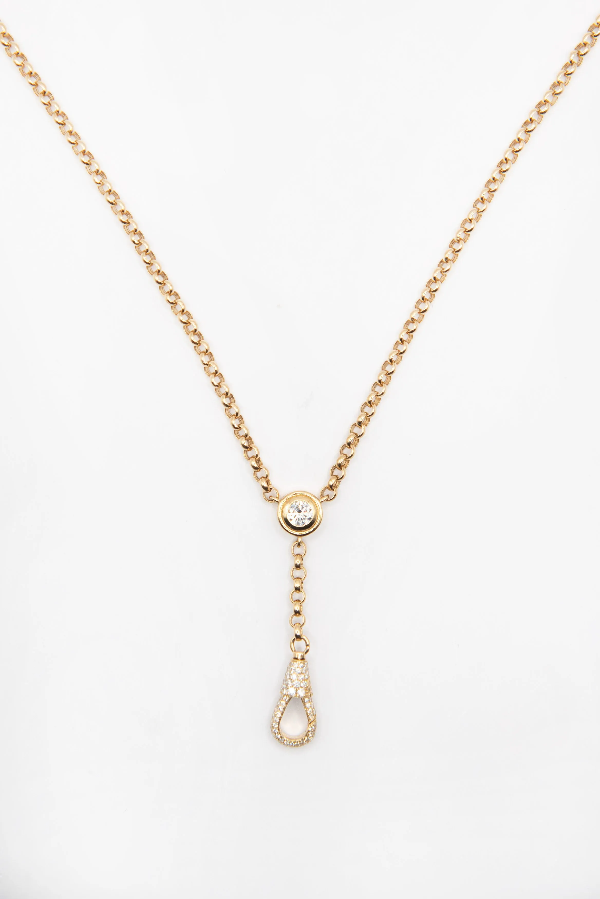 Small Diamond Lariat, Yellow Gold
