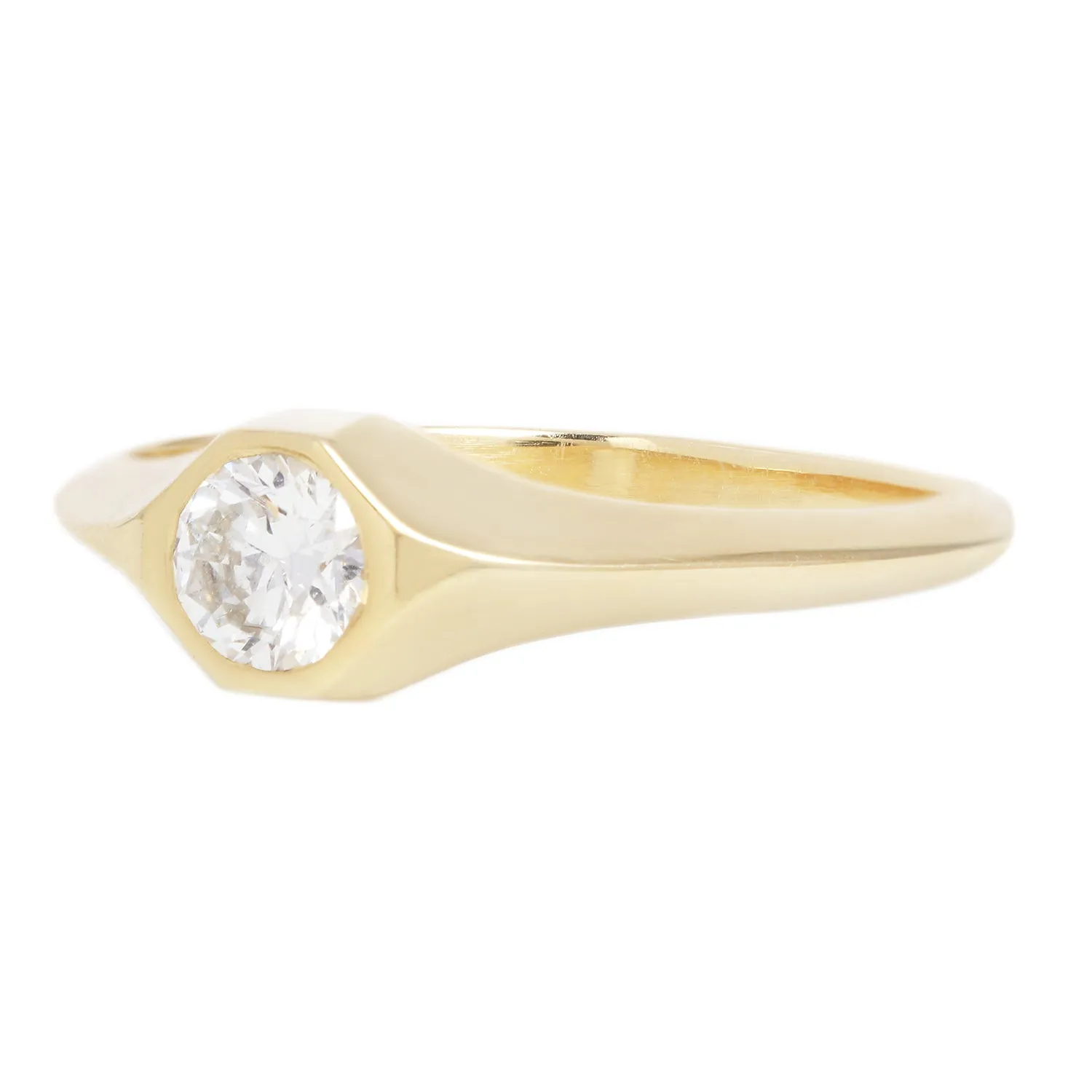 Small Round Diamond Signet Ring