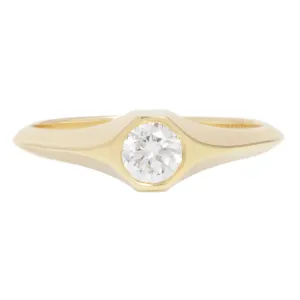 Small Round Diamond Signet Ring
