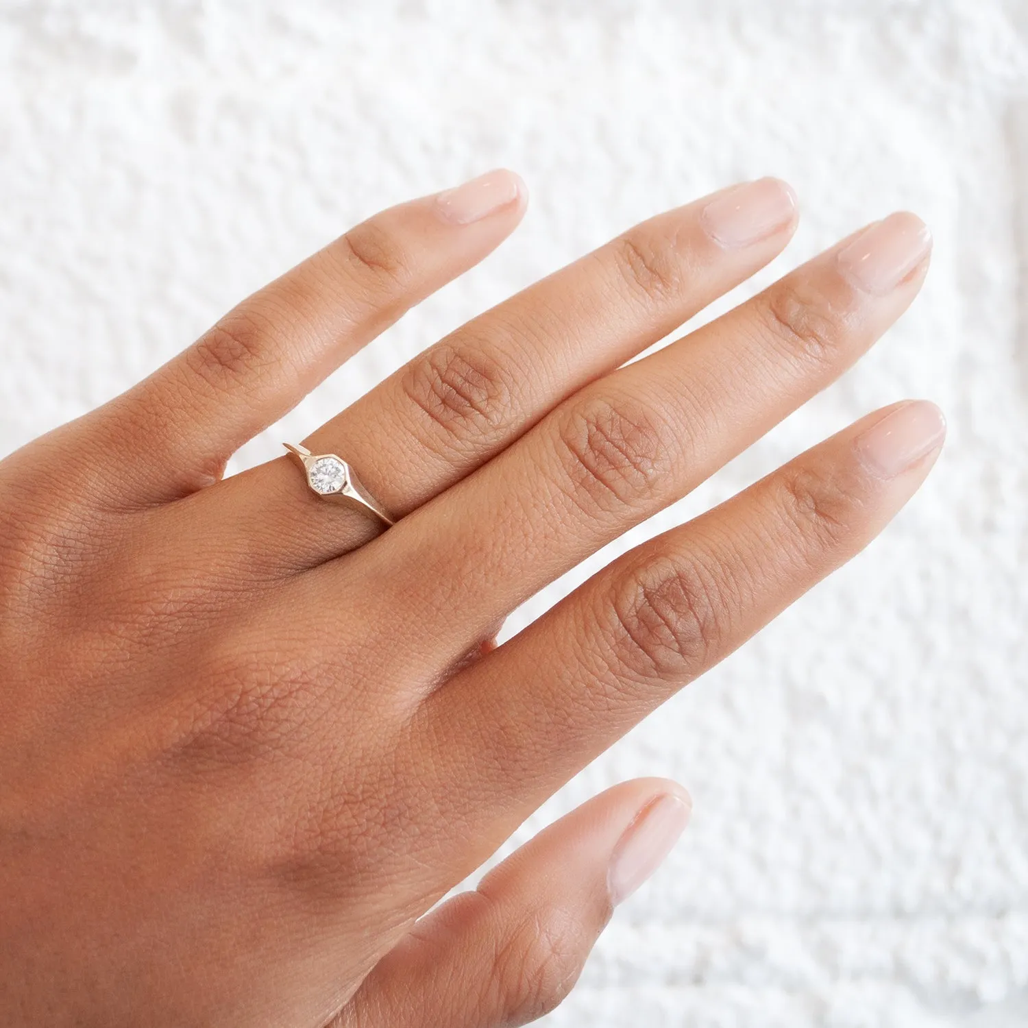 Small Round Diamond Signet Ring