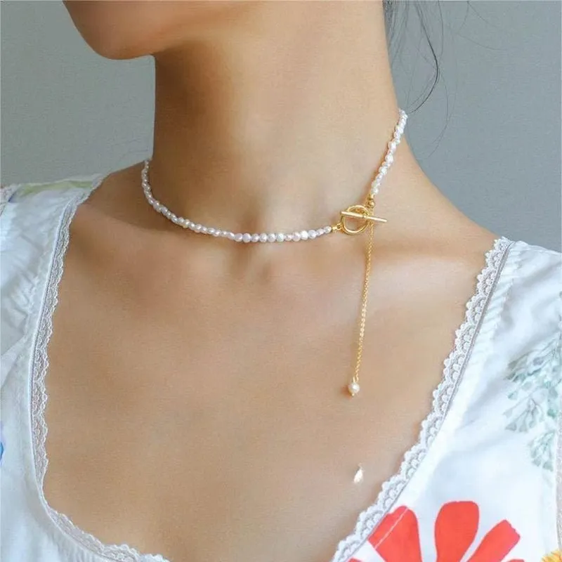 Small Steamed Bun Pearl OT Buckle Necklace