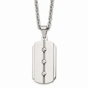 Stainless Steel Brushed and Polished Dog Tag Necklace
