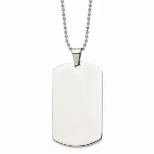 Stainless Steel Brushed and Polished Round Edge XLarge 4mm DogTag Necklace