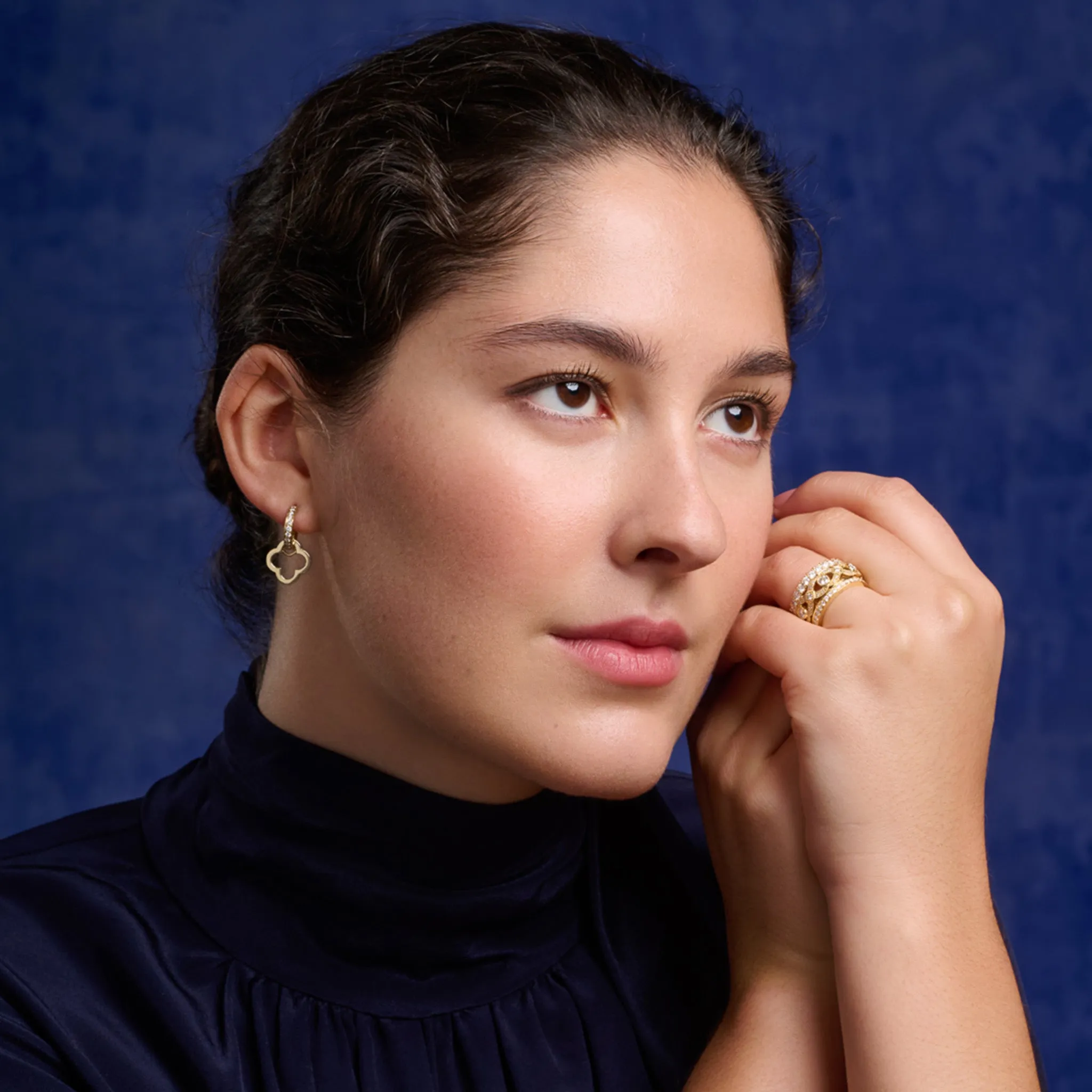 Star Anise Earring Drops Yellow Gold