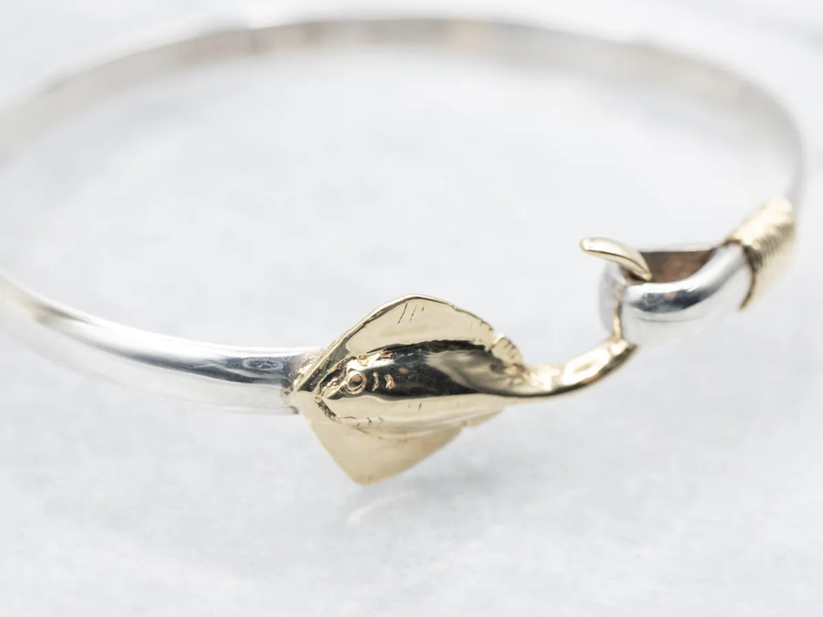 Sterling Silver and Gold Stingray Bangle Bracelet
