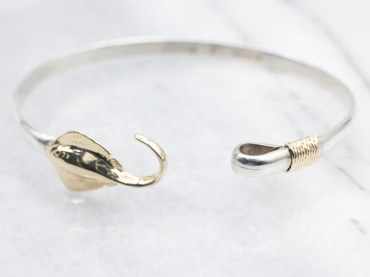 Sterling Silver and Gold Stingray Bangle Bracelet