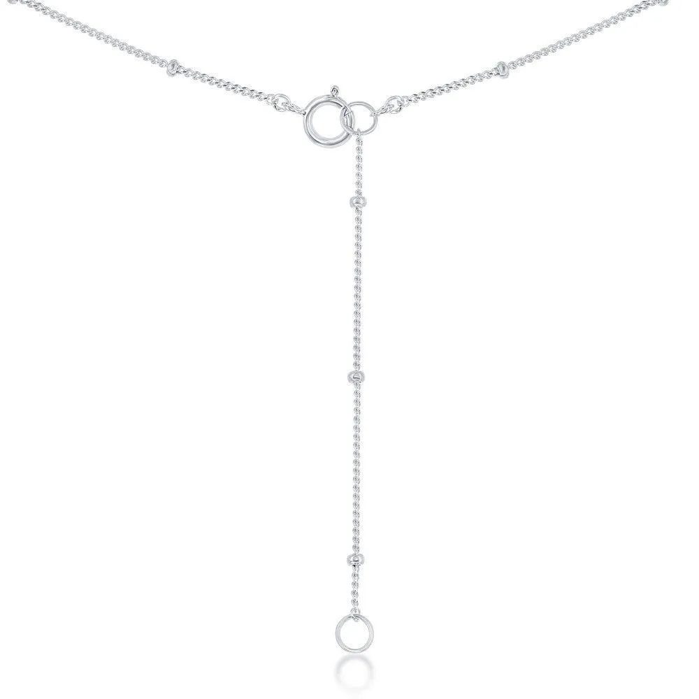 Sterling Silver Beaded Chain with Hanging Cross Necklace