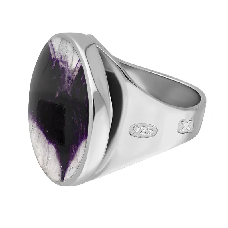 Sterling Silver Blue John Hallmark Small Round Ring