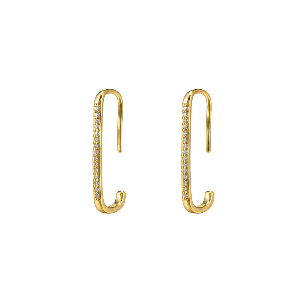 Sterling Silver CZ Line Hoop Earrings