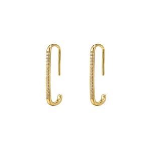 Sterling Silver CZ Line Hoop Earrings