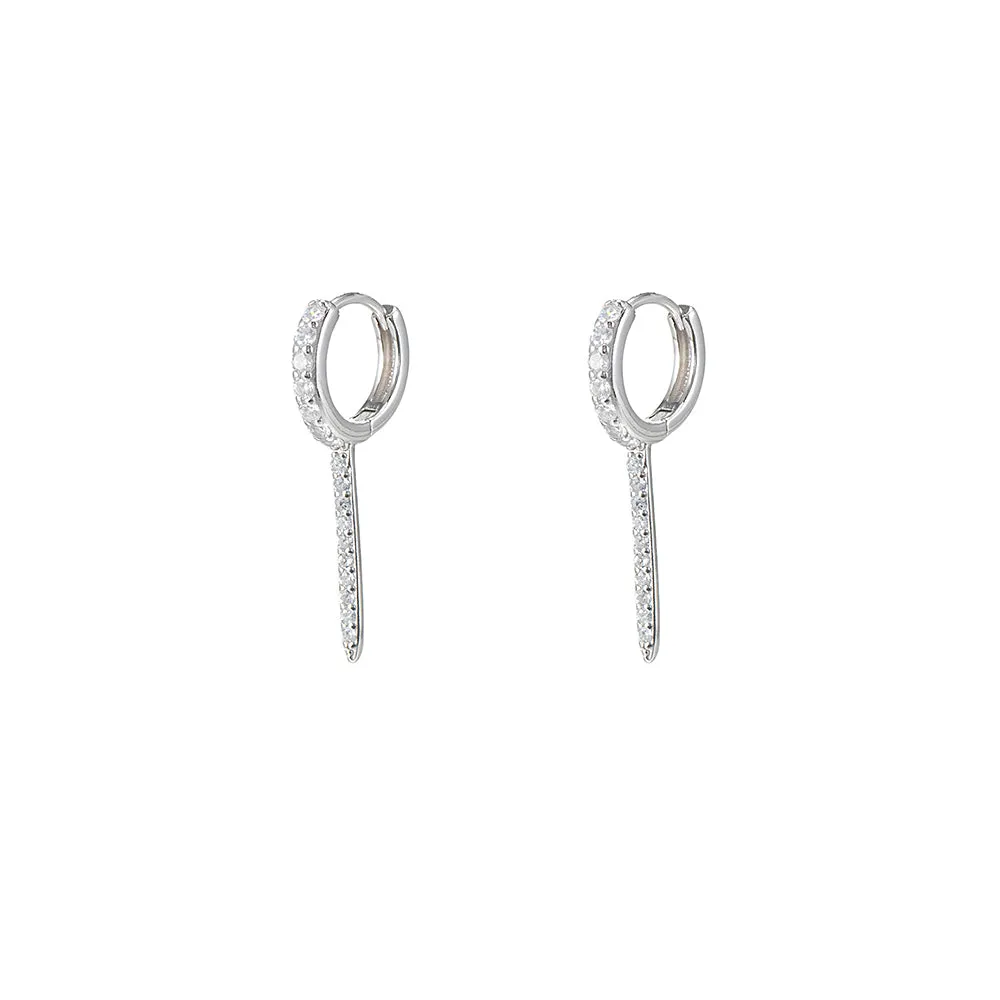 Sterling Silver CZ Thorn Huggie Earrings