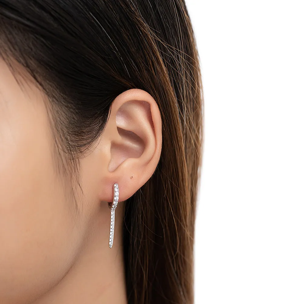 Sterling Silver CZ Thorn Huggie Earrings