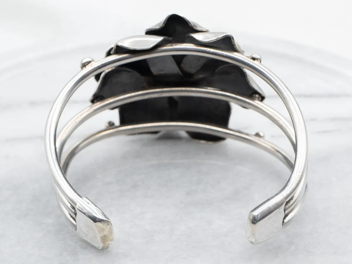 Sterling Silver Flower Cuff Bracelet