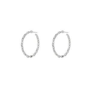 Sterling Silver Large Chain Hoop Earrings