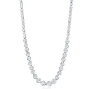 Sterling Silver Linked Circles CZ Tennis Chain, 16"