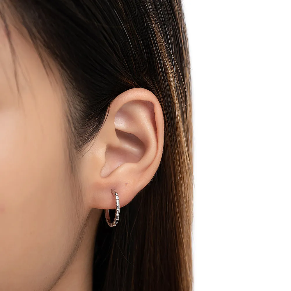 Sterling Silver Pyramid Hoop Earrings